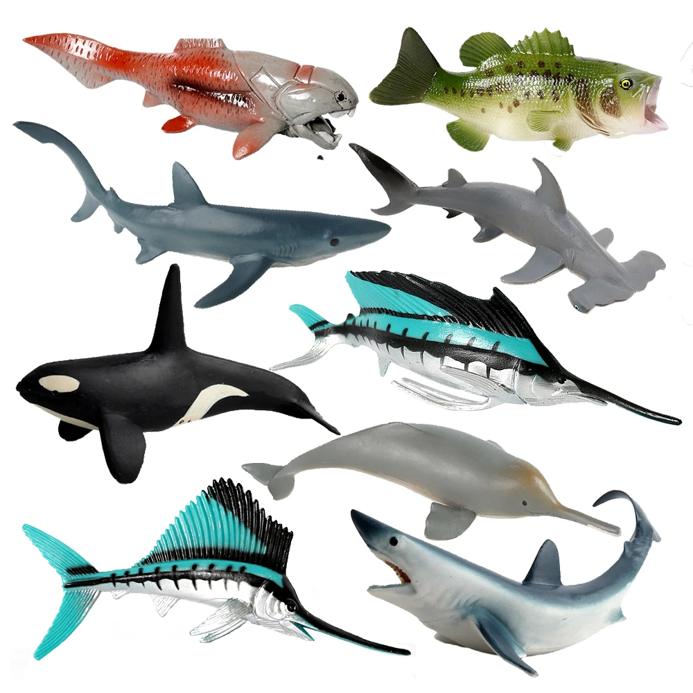 Kids Toys Reviews - 海洋動物のおもちゃメガロドンベルーガピラニアシャチサメアクションフィギュア動物フィギュアプラスチックモデル子供のおもちゃゲーム