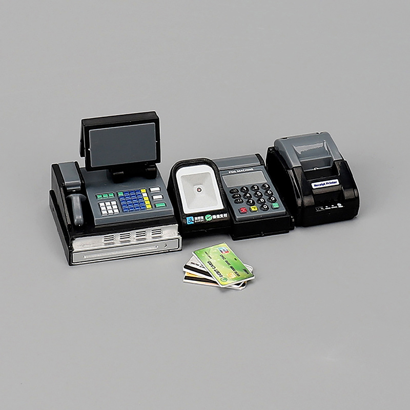 Toy Cash Register - 【F】ドールハウス用ミニスーパーマーケットのレジ、POS端末、ドールハウスのシーン用小道具