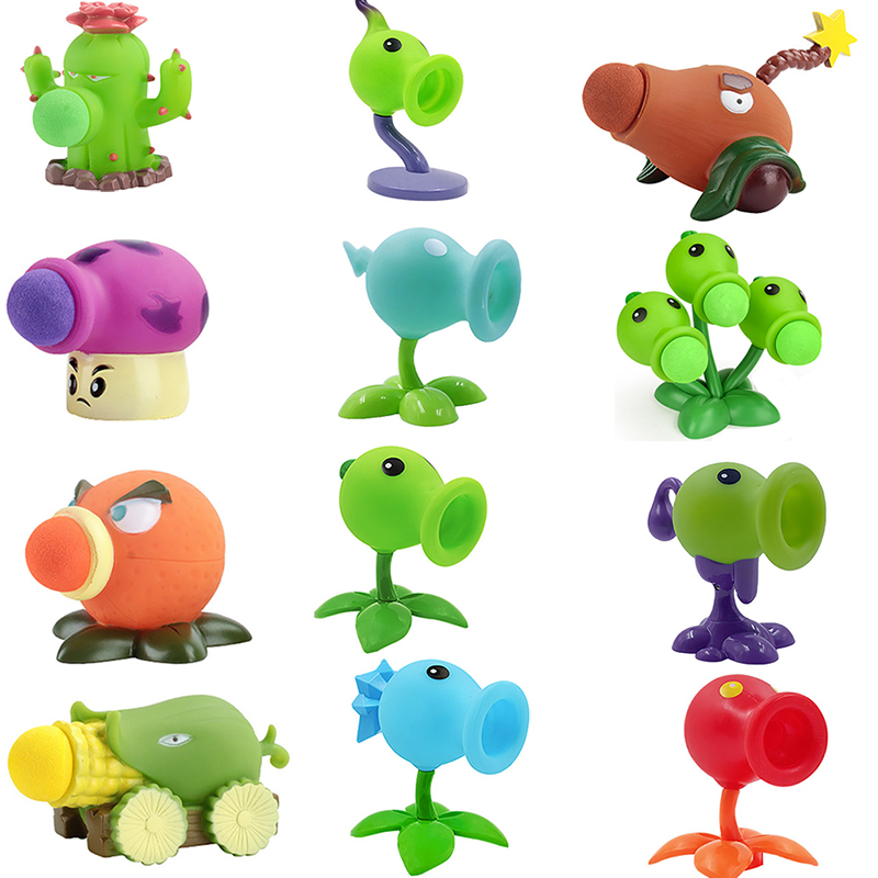 Kids Zombie Toys - 1 個植物 vs ゾンビピーシューターガトリングピーシューター PVC ゾンビアクションフィギュア模型玩具人形撮影おもちゃキッズギフト