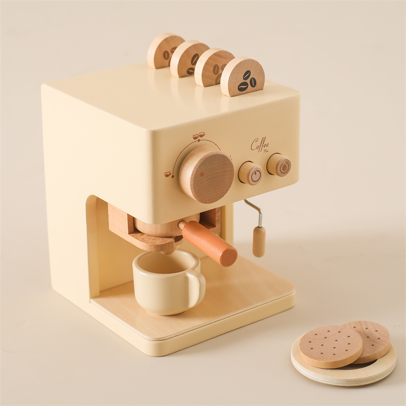 Kids Toys Kitchen Set - 子供木製モンテッソーリおもちゃセット子供コーヒーマシンキッチンおもちゃ子供コスプレままごと知育玩具ブロックベビーギフト