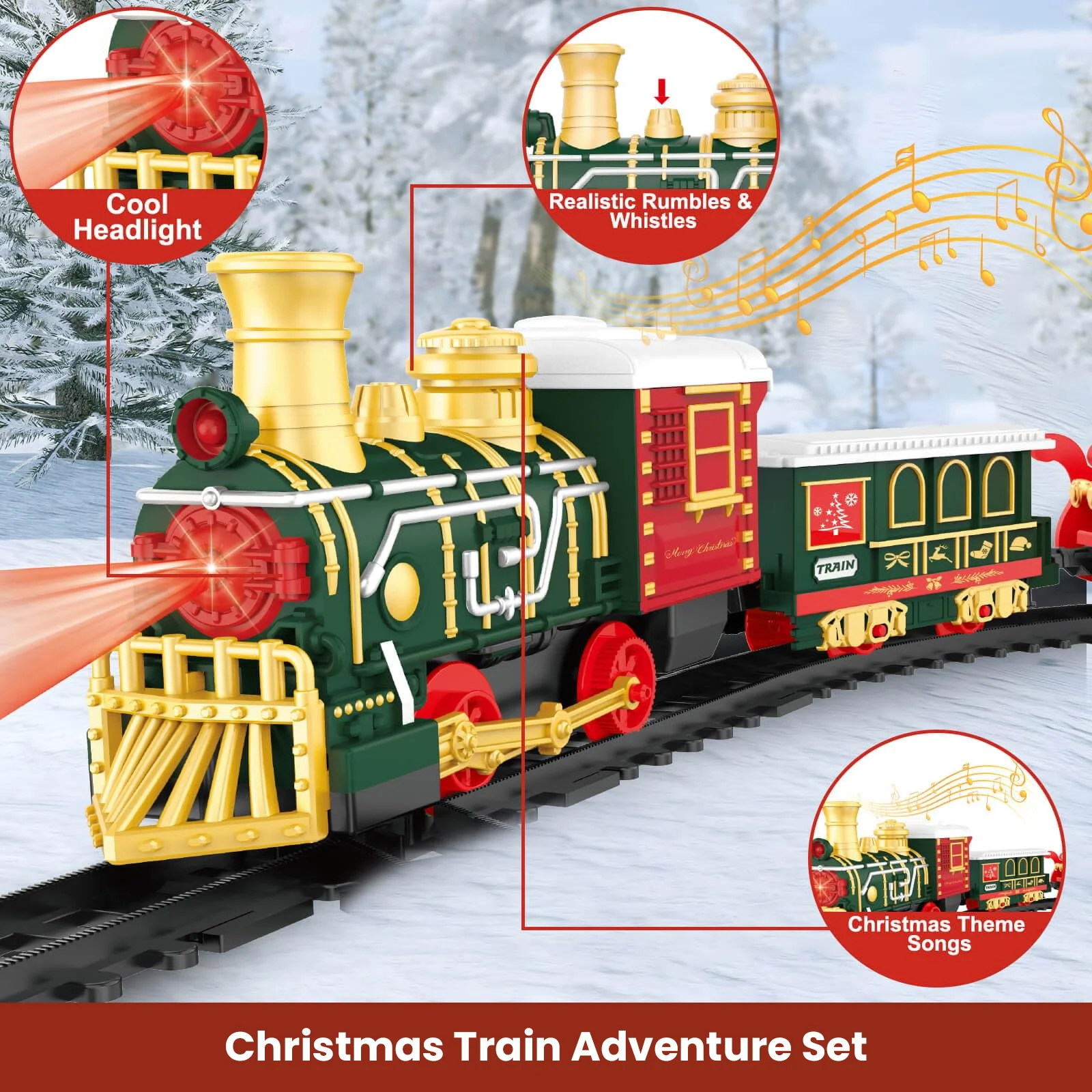 クリスマス電車セット モデルカー 子供用おもちゃ 蒸気と光  - Kids Toys Xmas のレビューと価格