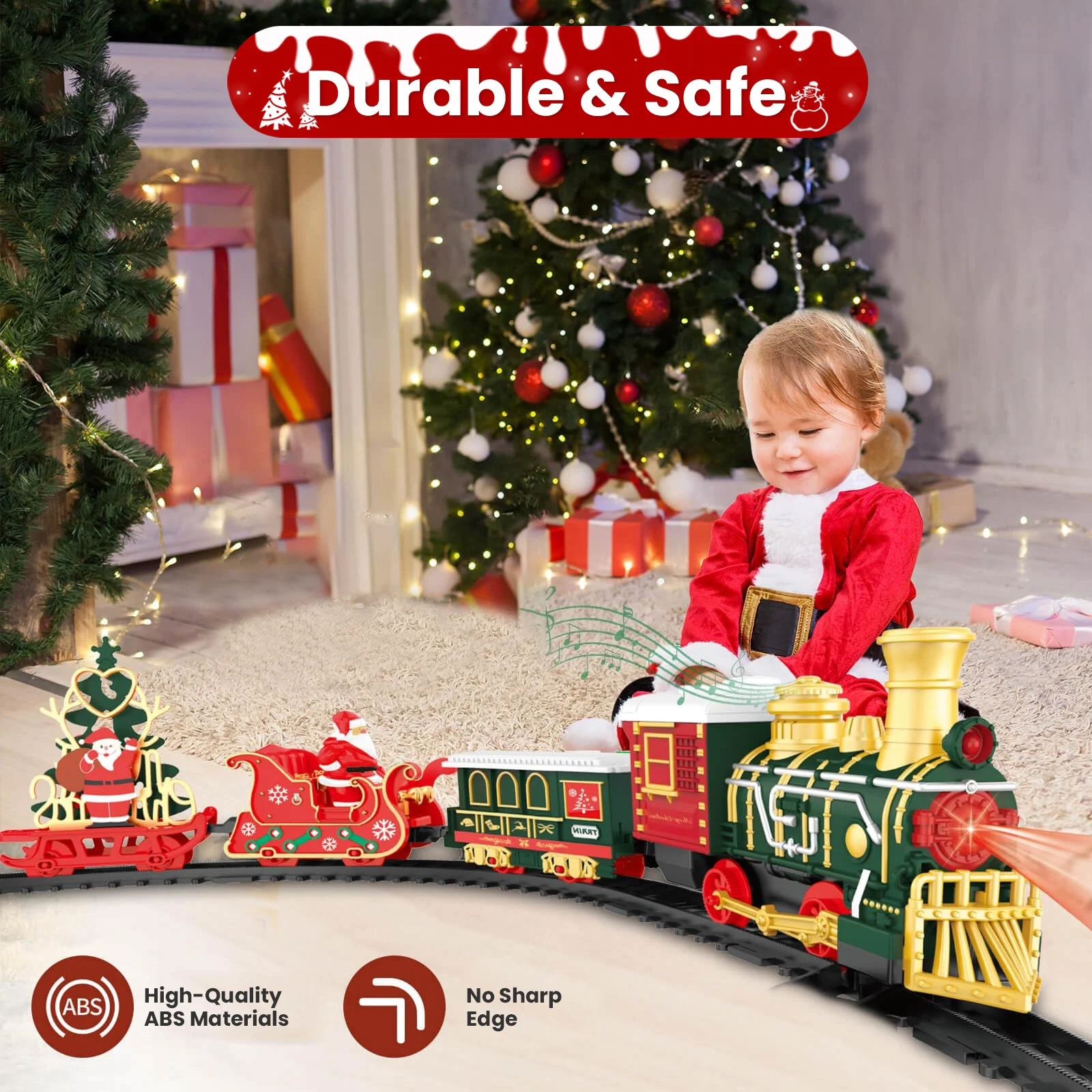 クリスマス電車セット モデルカー 子供用おもちゃ 蒸気と光  - Kids Toys Xmas のレビューと価格