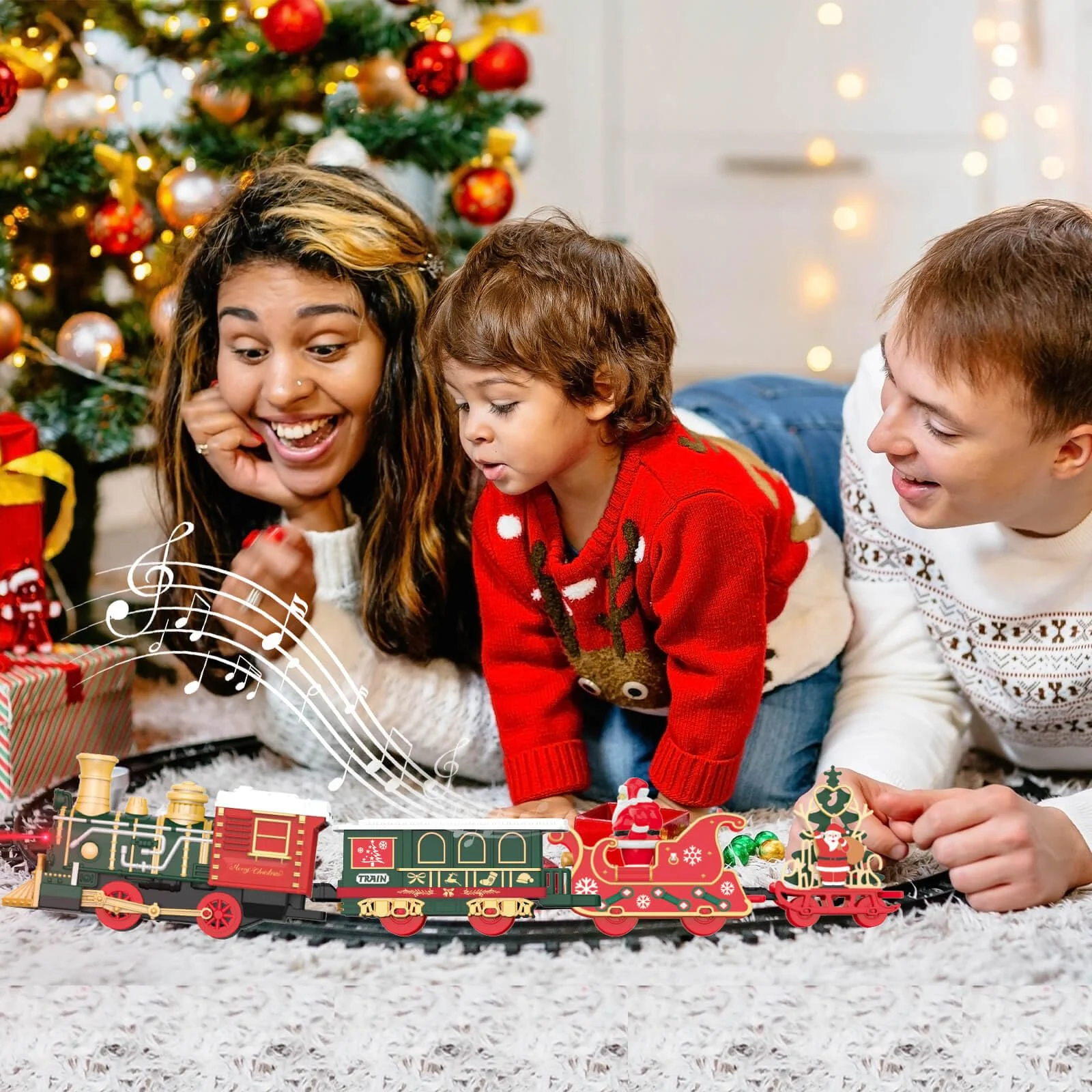 クリスマス電車セット モデルカー 子供用おもちゃ 蒸気と光  - Kids Toys Xmas のレビューと価格