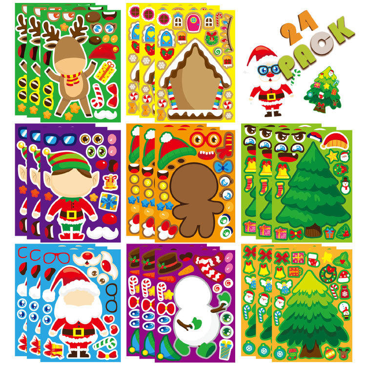 24枚入り クリスマスパズルステッカー サンタ 雪だるま ク - Kids Toys Xmas のレビューと価格