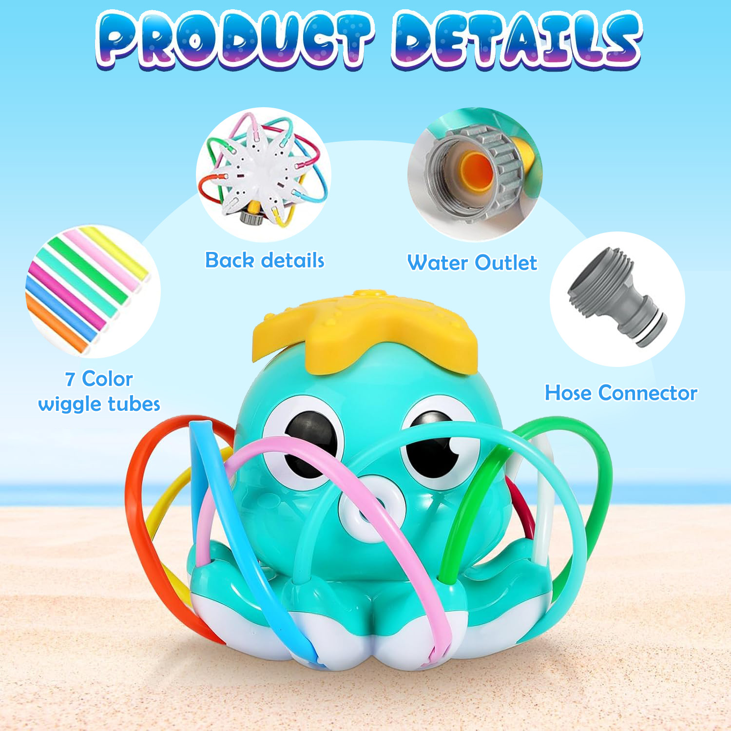 タコ型スプリンクラー 水遊び 屋外おもちゃ 裏庭 ガーデン  - Kids Yard Toys のレビューと価格