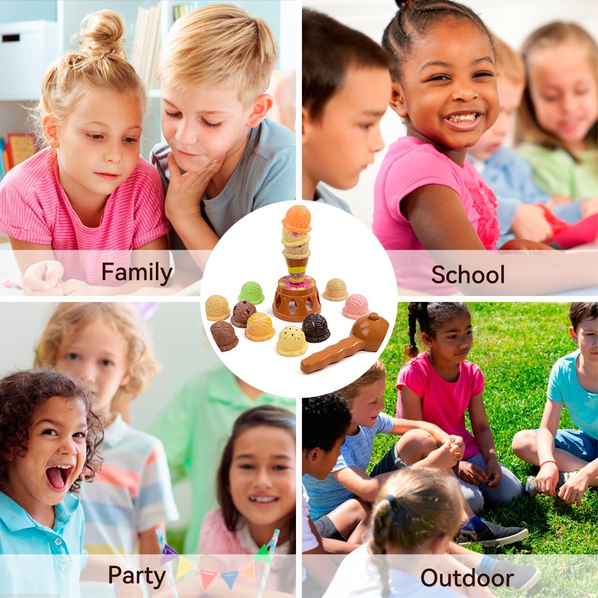 子供用アイスクリームスタッキングゲーム、ごっこ遊び用おもちゃ - Kids Toys Kitchen Set のレビューと価格