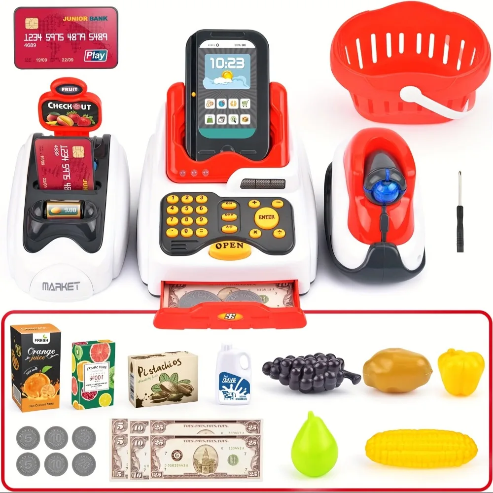 33 個のおもちゃのレジ、子供用チェックアウトスキャナーフル - Toy Cash Register のレビューと価格