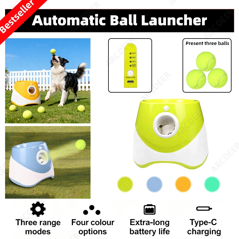 充電式自動ボール発射機（犬用）-3段階の距離設定、屋外用テニ - Catapult Launcher Toy のレビューと価格